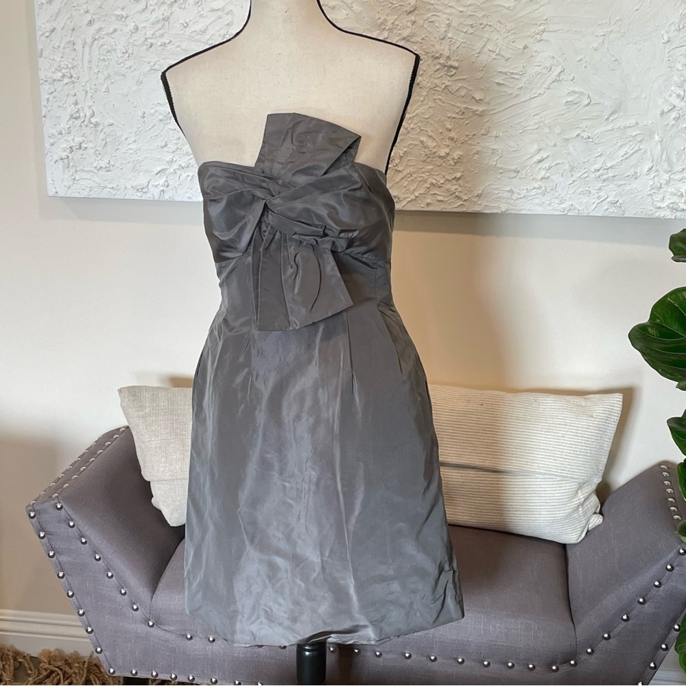 J. Crew Women's Sz 2 Bridesmaid Cocktail Style 19961 Bow Mode Dress Silk Taffeta